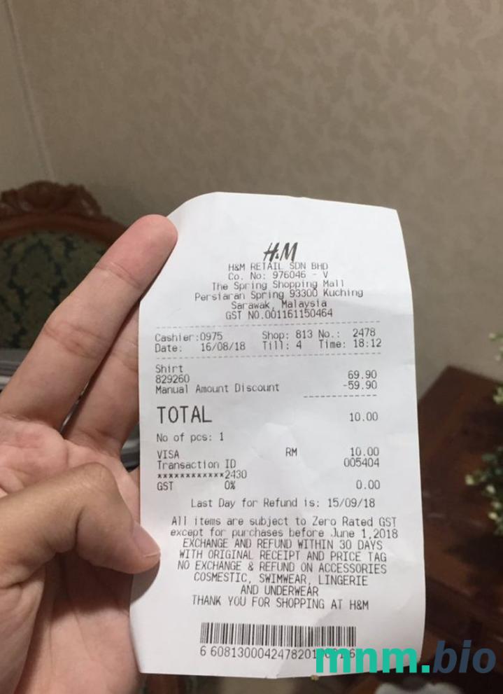 H&M Retail przykładowy czek płatniczy PSD